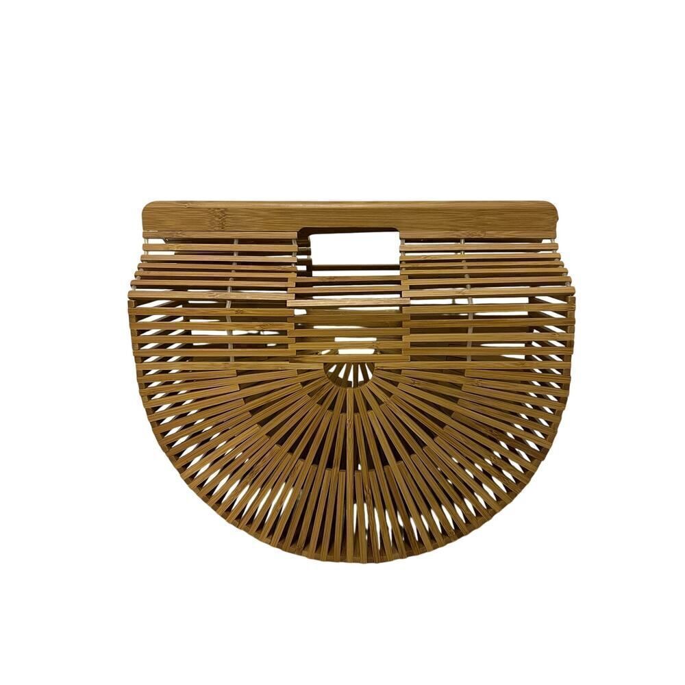 Ark Bag Tote Purse Clutch Natural Bamboo Wood Round